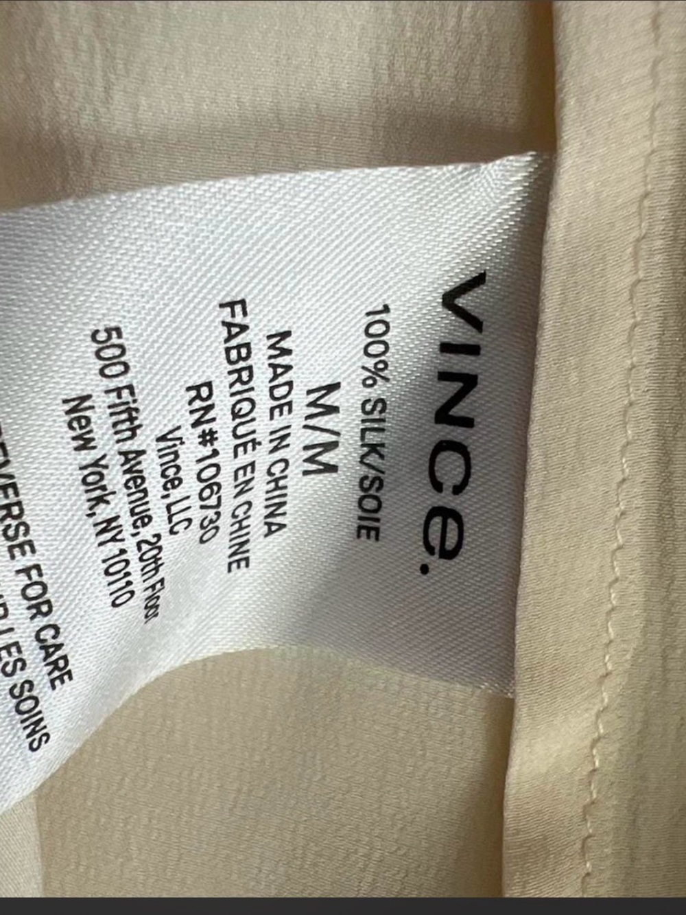 Vince 100% Silk Button-Front Blouse in Ivory Size M - Picture 10 of 10